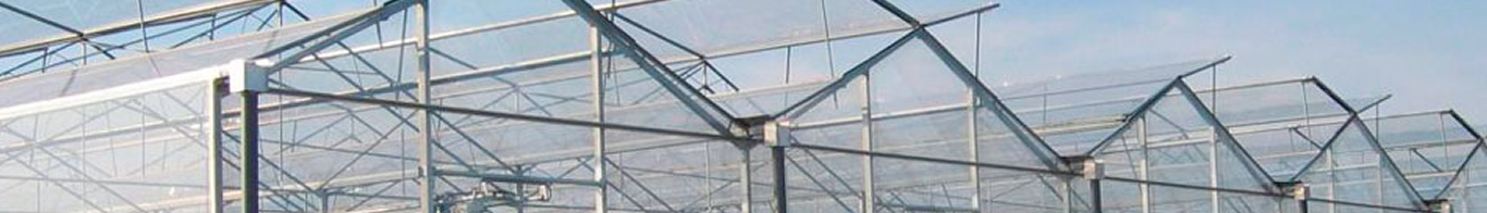 Constructie en goot van een foliekas van binnenuit